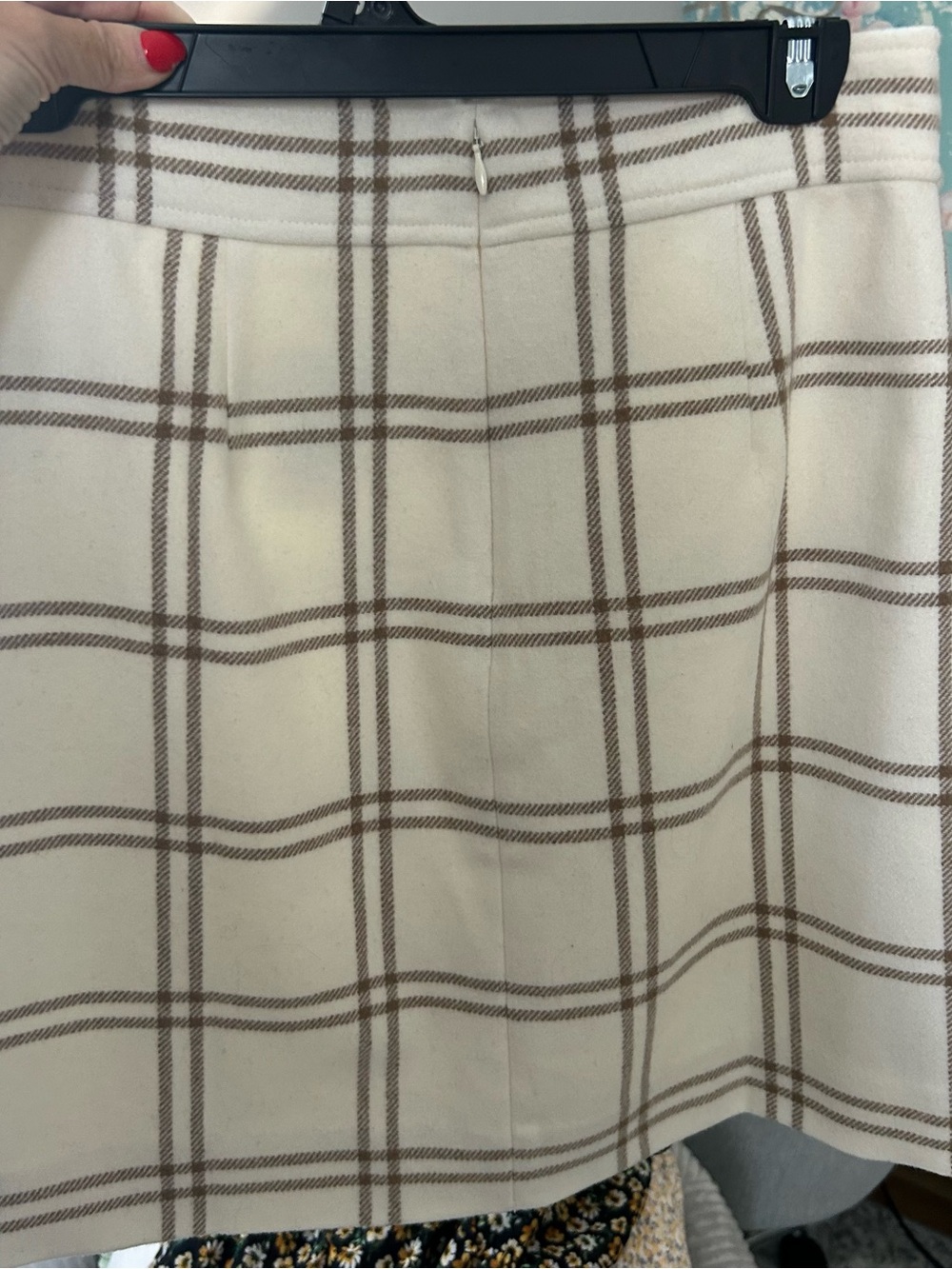 NWT J. Crew Cream Plaid Mini Skirt with Brown Windowpane - Picture 3 of 7